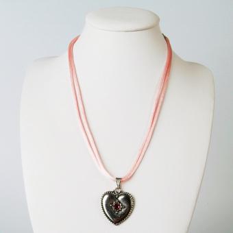 Halskette mit 2-Satinbänder Herz 